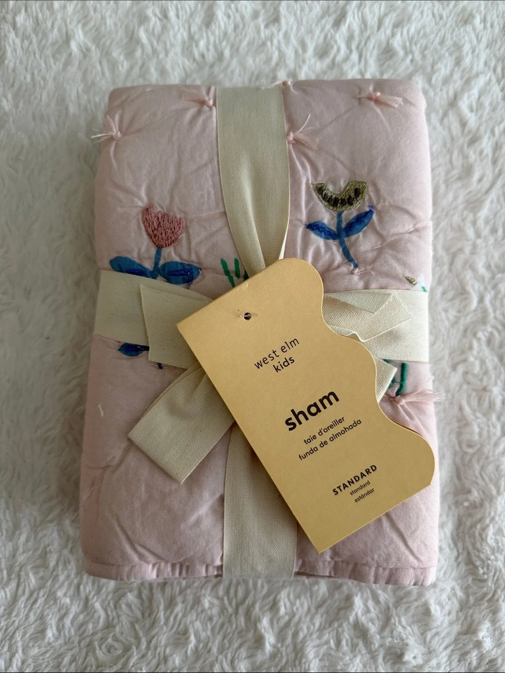 West Elm Kids Fairytale Unicorn pink standard size cotton pillow sham NEW